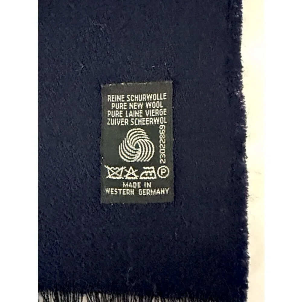 Vintage Wool Long Scarf Geometric Red Blue West Germany Men's Women's Winter